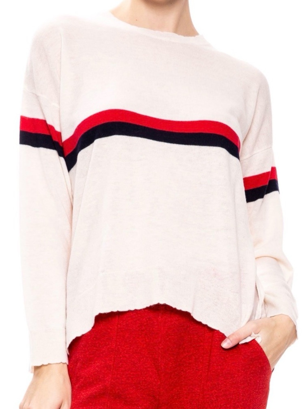 SUNDRY, SIZE 0, CREAM PULLOVER SWEATER, LIGHTWEIGHT WOOL CASHMERE